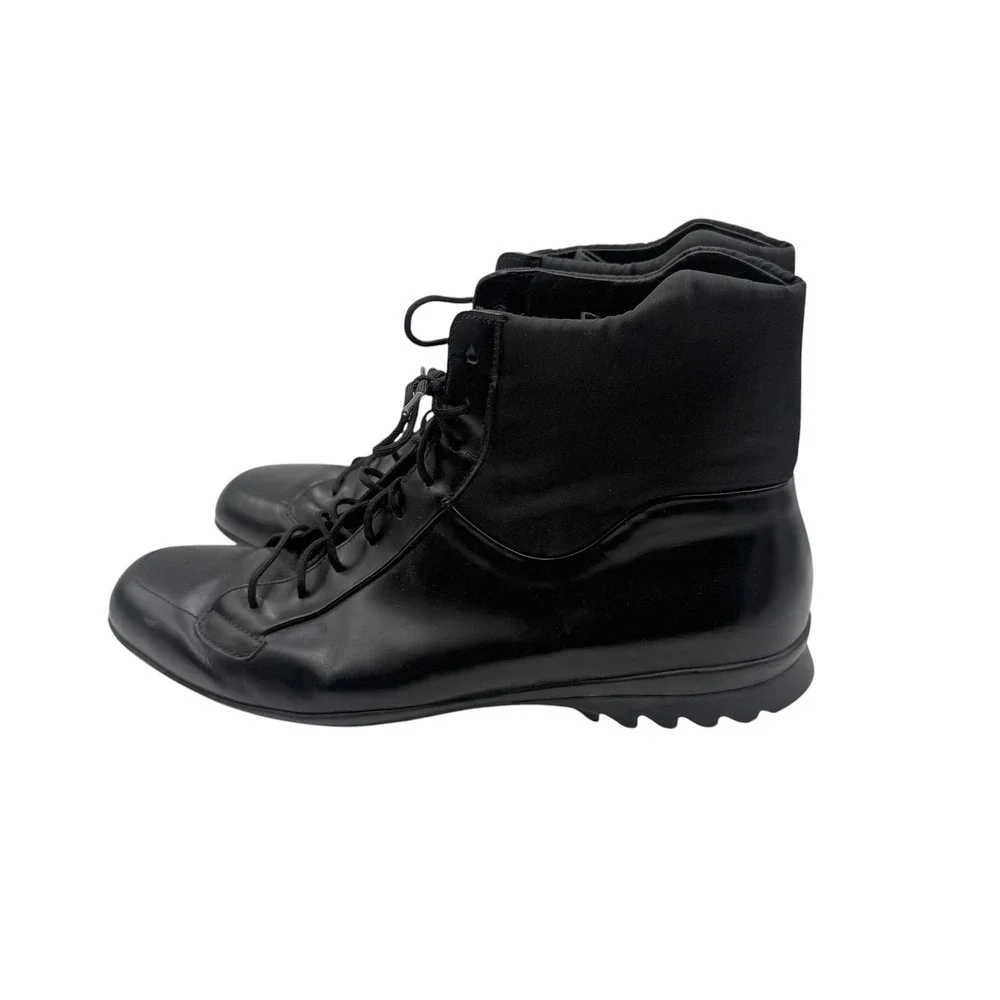 Prada Mens Black Leather High Top Boots 2T 1323 Size‎ 9